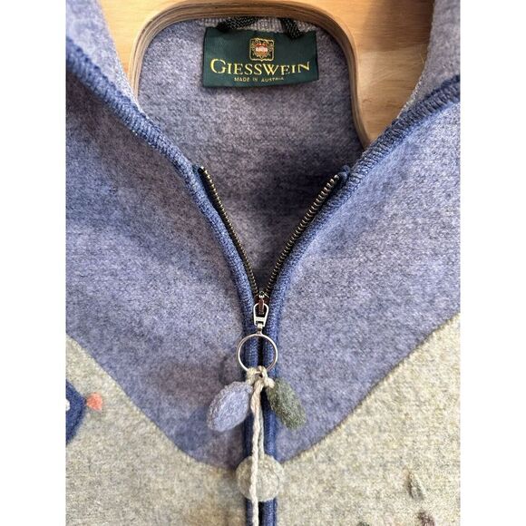 GIESSWEIN~WOOL Austria EMBROIDERED Jacket SWEATER Sz 12‎ Kite Tree - Picture 5 of 6